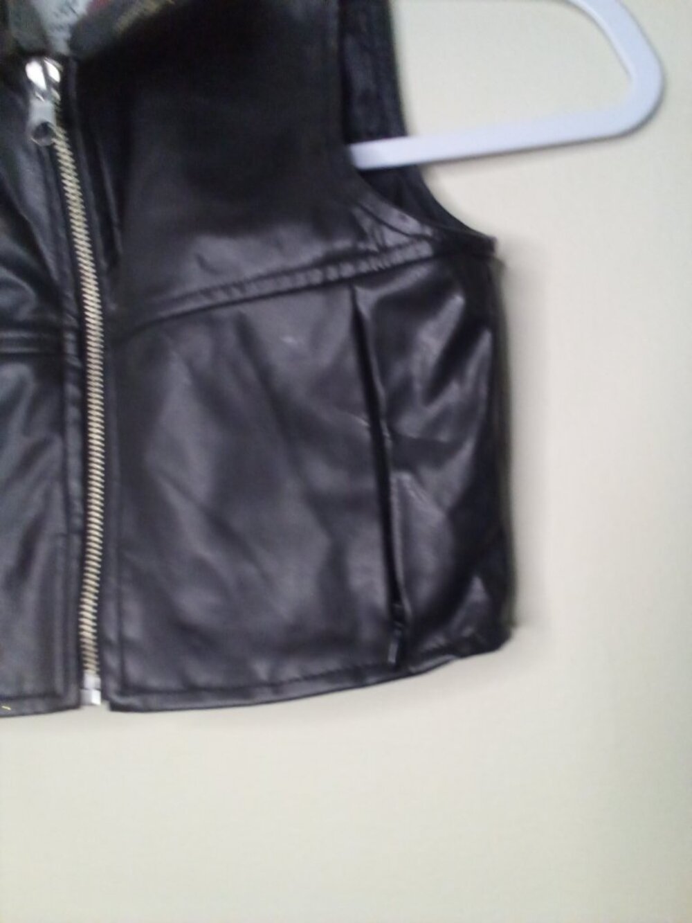 BB Collections Faux Leather Vest Kids Girls 4 Full Zip Sleeveless Plaid Pockets - Picture 5 of 14